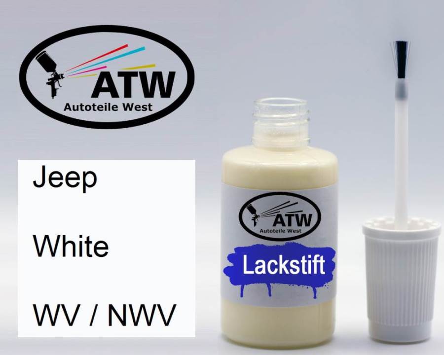 Jeep, White, WV / NWV: 20ml Lackstift, von ATW Autoteile West.